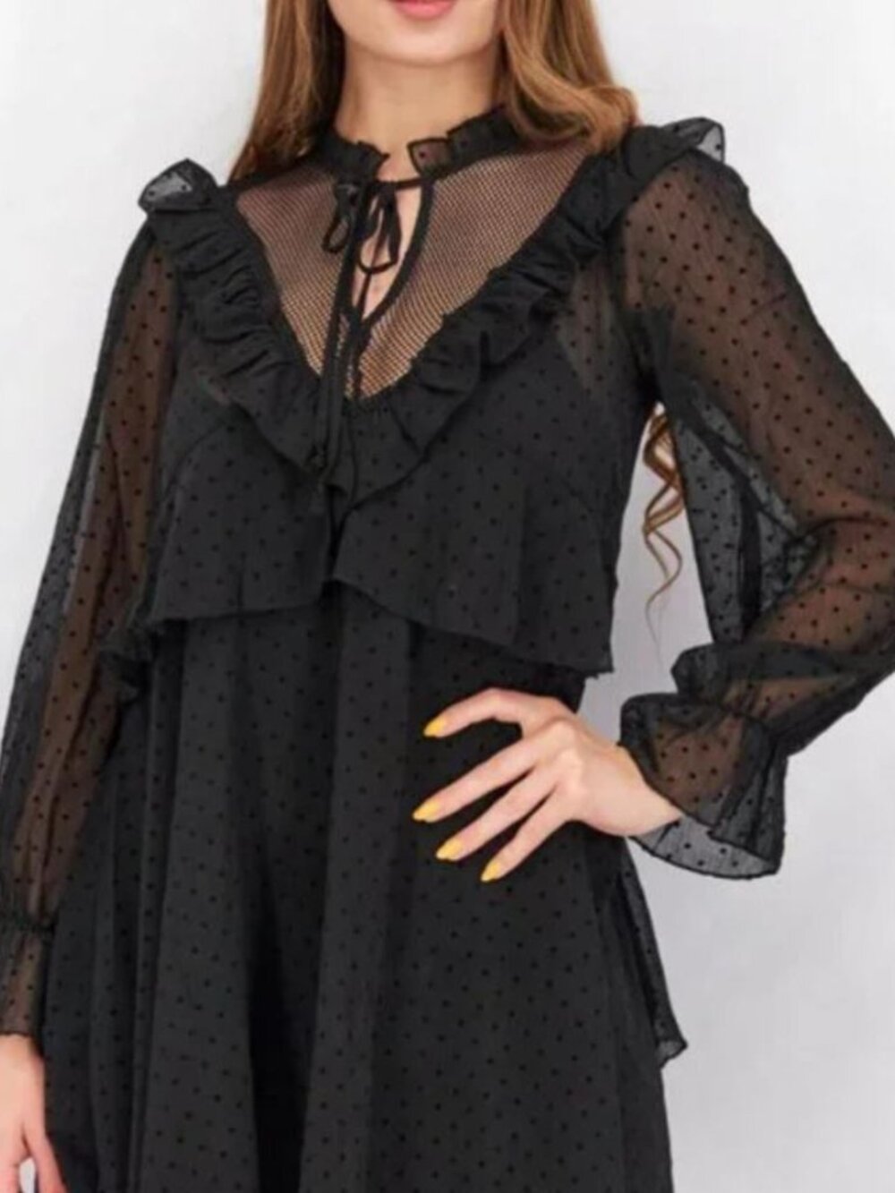 Forever 21 Sheer Ruffled Whimsigoth Topper Dress | M